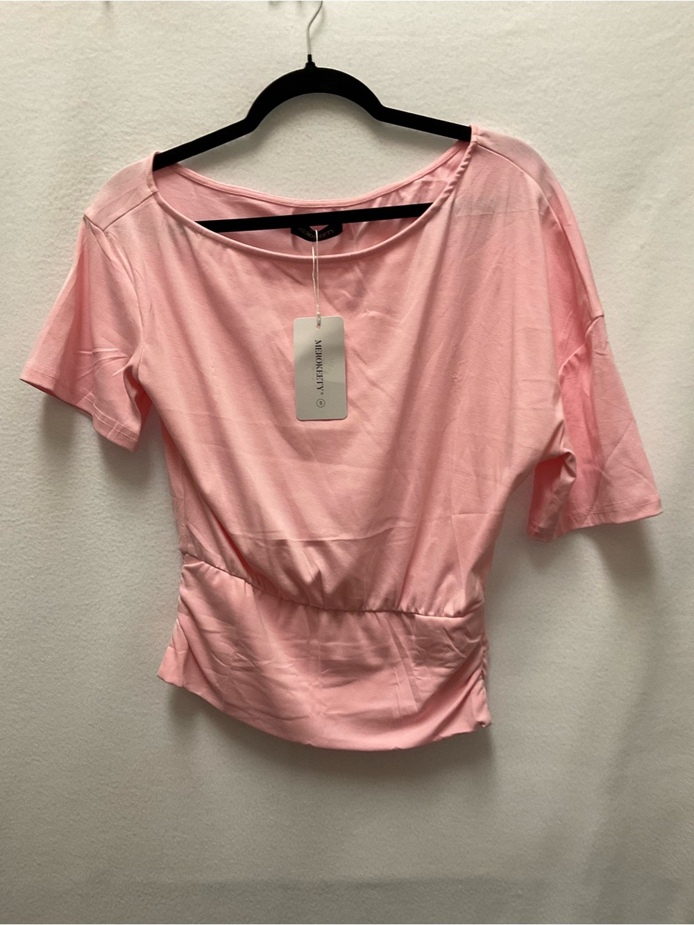 Lush Light Pink Short Sleeve Boatneck Top